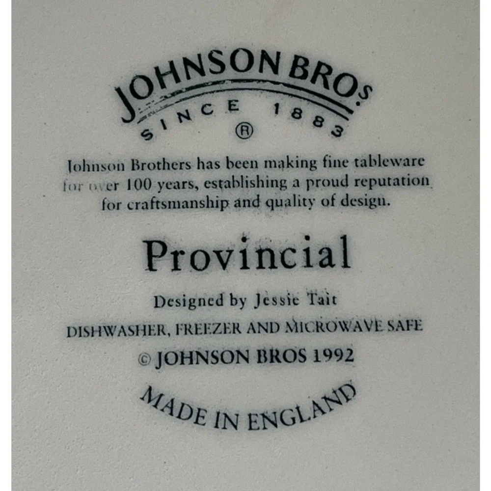 Vintage Johnson Brothers England Provincial Floral Dinner Plate Floral Rim 1992